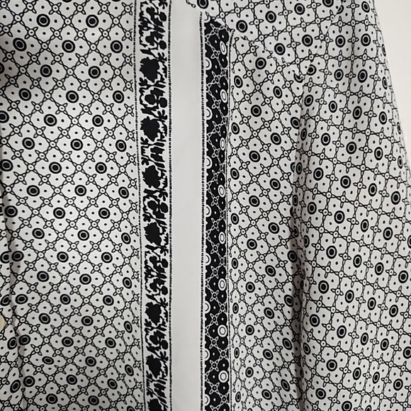LOFT Black White Half Button Down Blouse Women's Small Boho Tunic Top - Picture 9 of 11